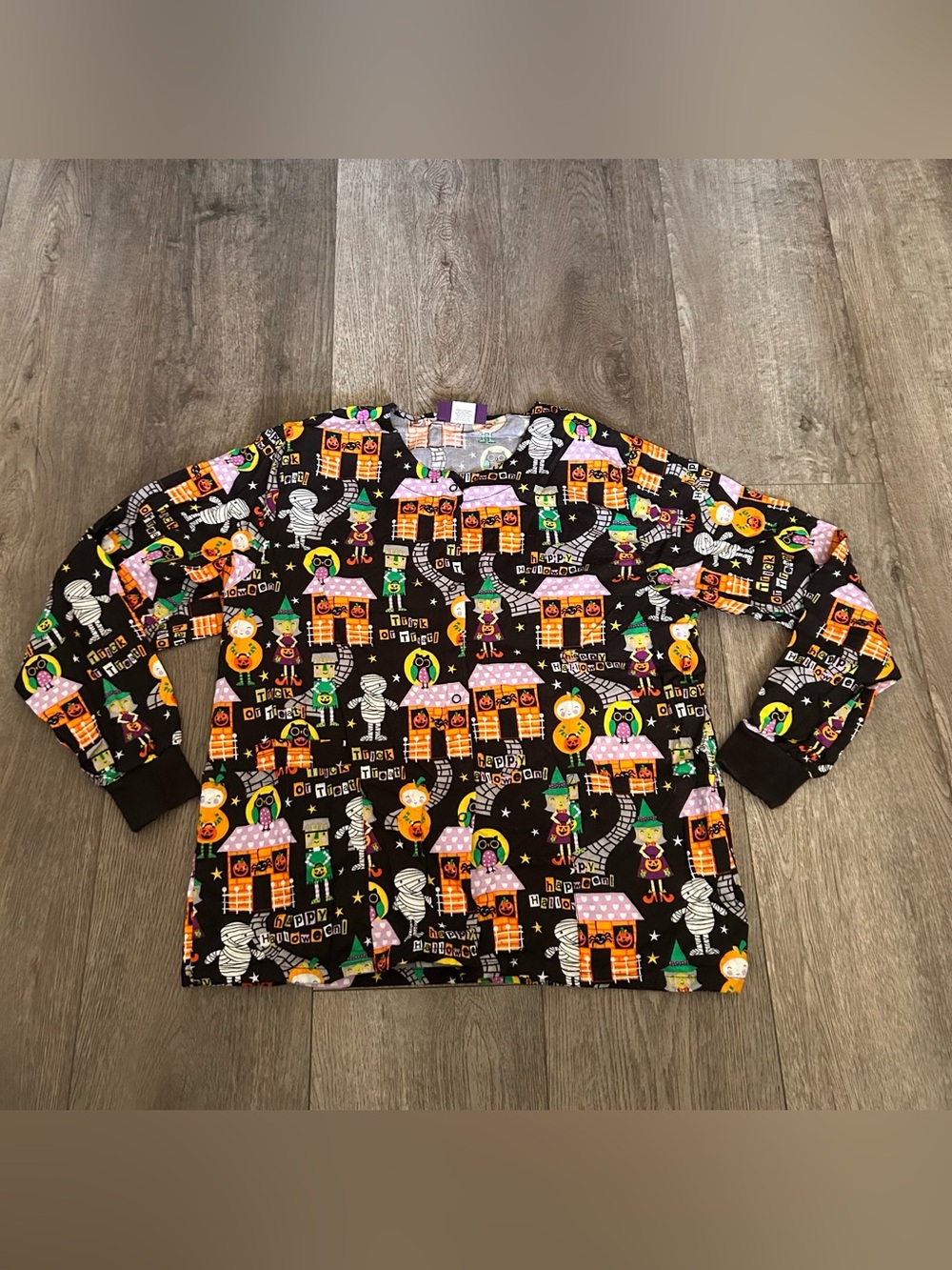 Impulse by ScrubWorks Halloween Haunted House Snap Front Scrub Jacket Size Large